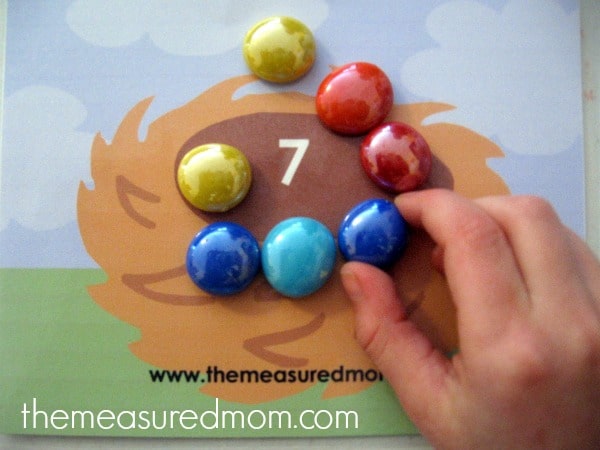 child using counting mat