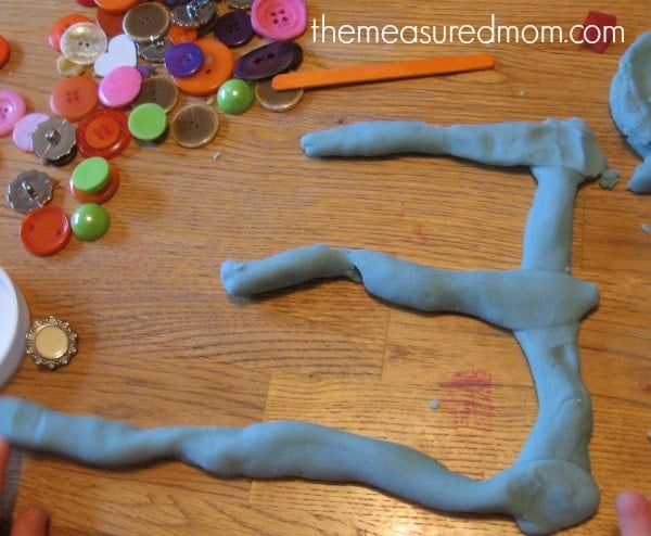 letter E with playdough