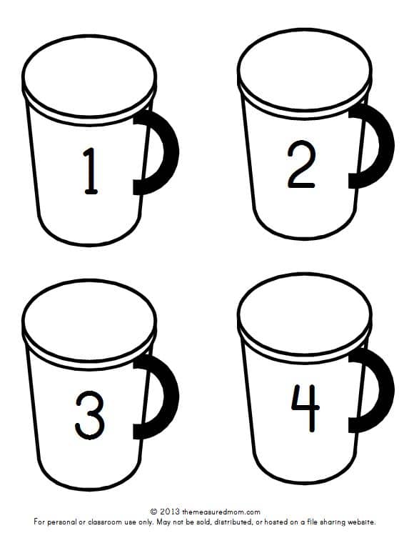 hot chocolate numbered cards in black and white