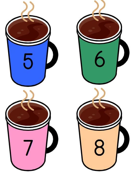 hot chocolate numbered cards in color