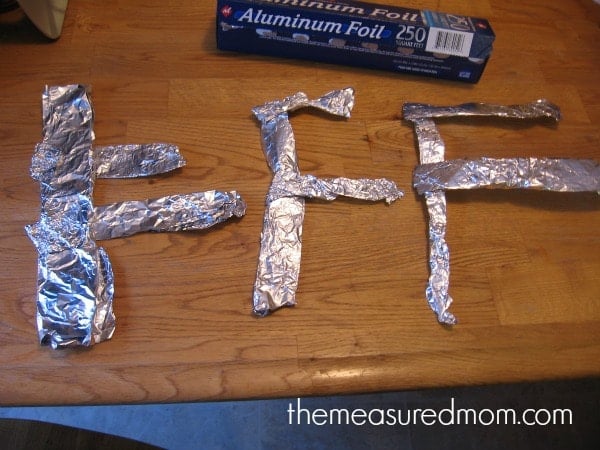 letter F made of foil