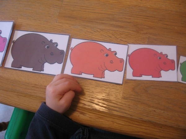 children with ordered hippo cards