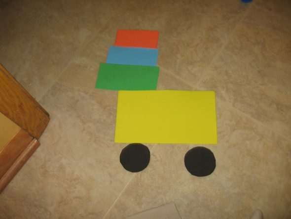truck or train from foam shapes letter T