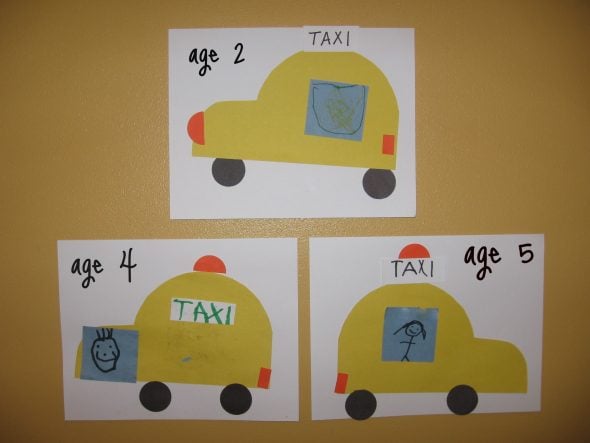 letter T cut and paste taxis