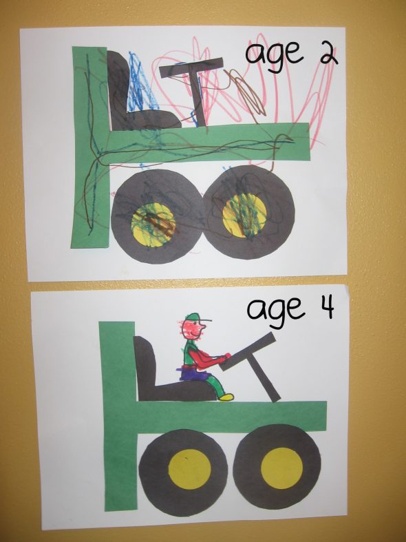 letter T cut and paste tractor T's