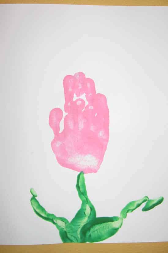 letter T handprint tulip