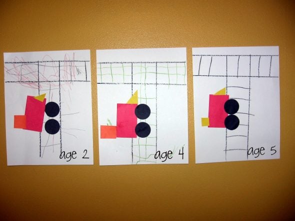 letter T cut and paste train with tracks