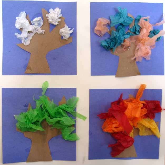 letter T tissue paper trees for all seasons
