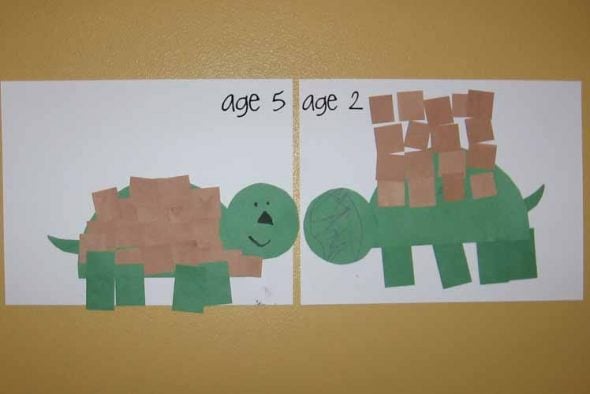 letter T cut and paste turtles