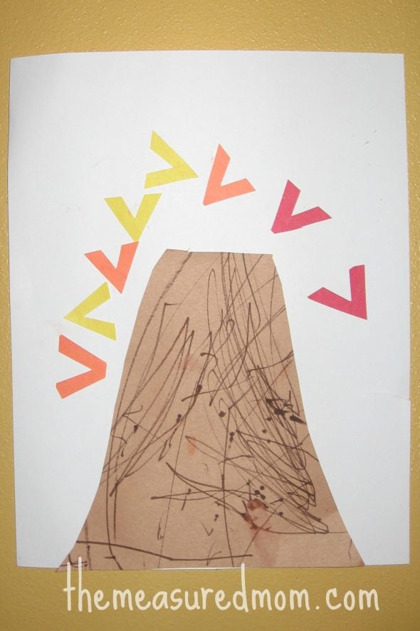 letter V cut and paste volcano
