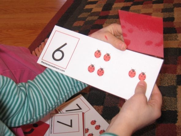 child with flip card