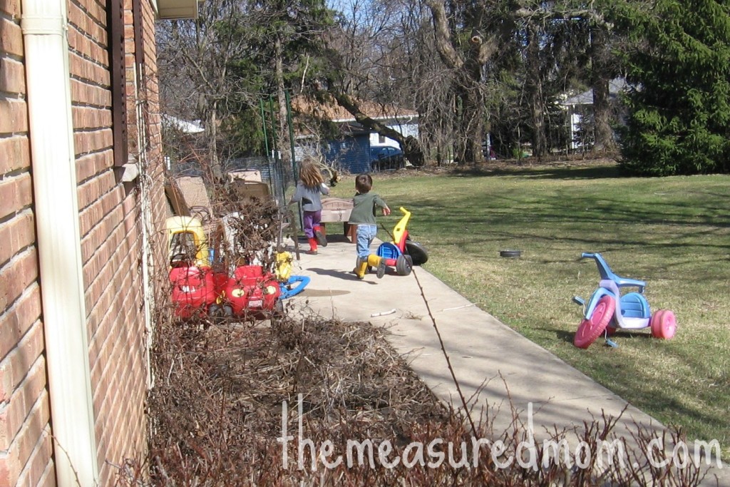 child running around house