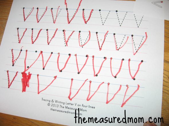 completed V worksheet