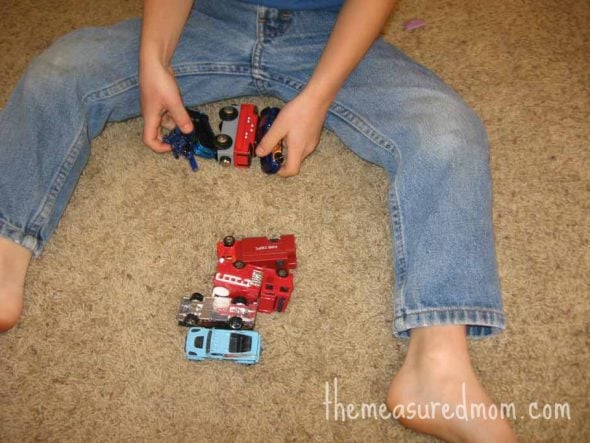 child sharing the vehicles