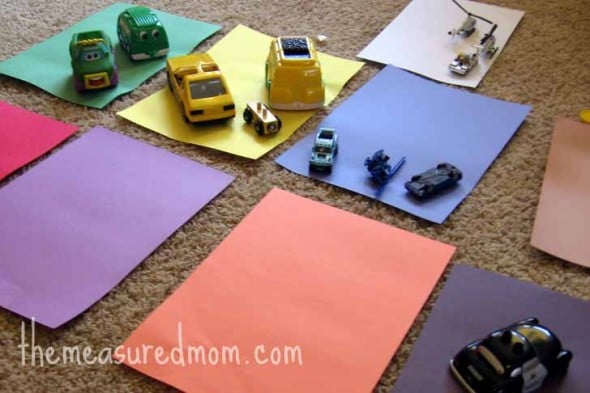 match cars to construction paper