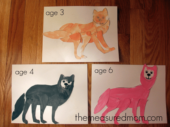 letter W printable wolf craft