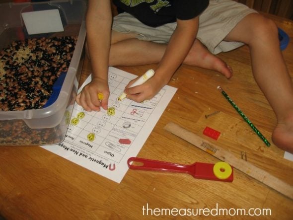 Check out our simple sensory fun for learning about magnets - just right for preschoolers and kindergartners!