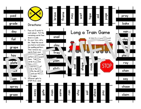 Free game for teaching long a spelling patterns 