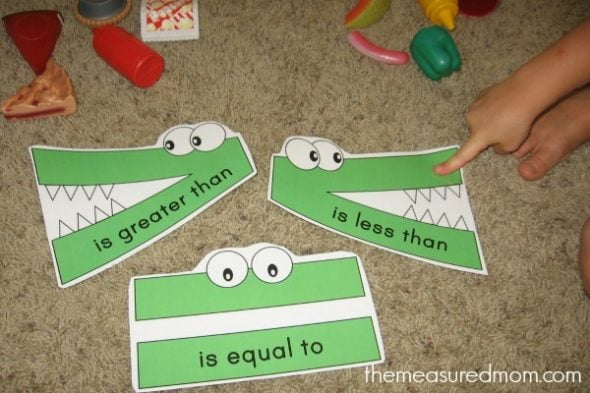 These alligator great than, less than printables are wonderful for comparing numbers! 
