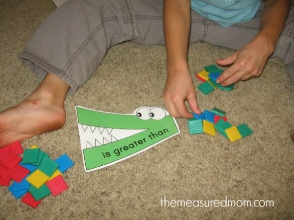 These alligator great than, less than printables are wonderful for comparing numbers! 