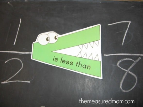 These alligator great than, less than printables are wonderful for comparing numbers! 