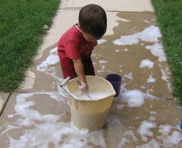 Bubbles make a great outdoor play activity! Here are seven fun ways to create and play with them.