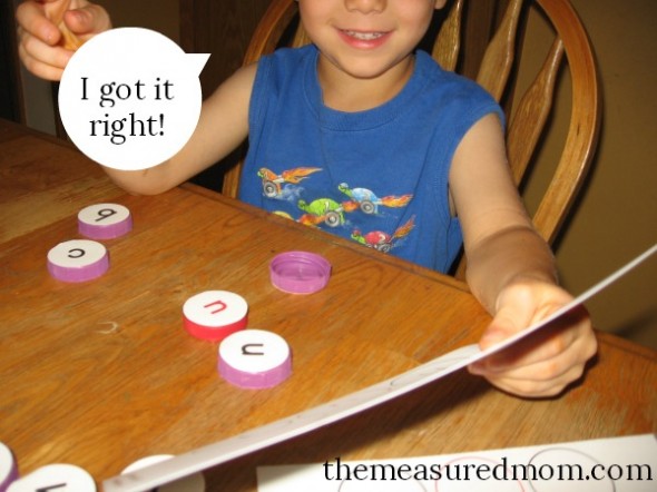 milk cap letters - spelling 4