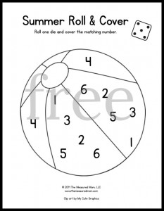 Looking for some fun math games for preschool and kindergarten? Grab some dice and markers and play these free printable roll and cover games for every season of the year! For 1 or 2 dice. 