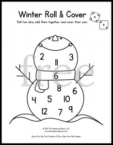 Looking for some fun math games for preschool and kindergarten? Grab some dice and markers and play these free printable roll and cover games for every season of the year! For 1 or 2 dice. 