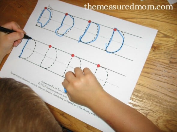 write letter D on two lines