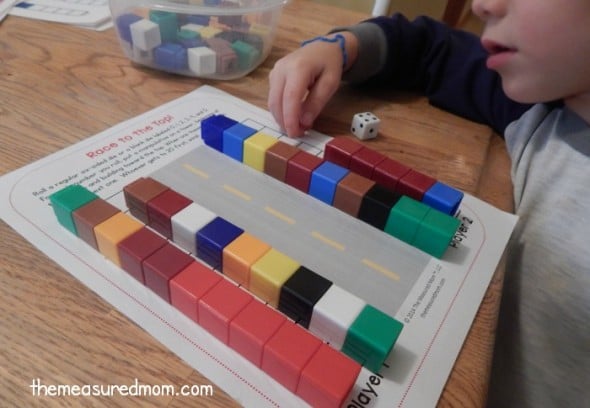 Print a free Race to 20 math game for preschool, kindergarten, or first grade. It also comes as a Race to 10 or Race to 30! 