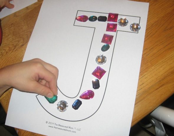 letter J with jewels