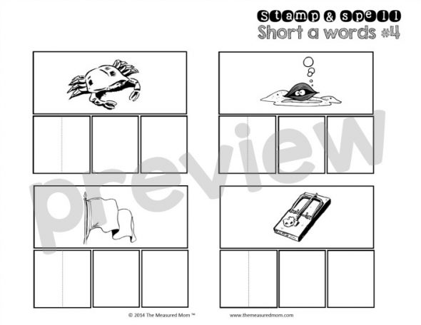 Your child can use a pencil, alphabet stamps, or letter tiles to spell the words on these 15 FREE short vowel worksheets.