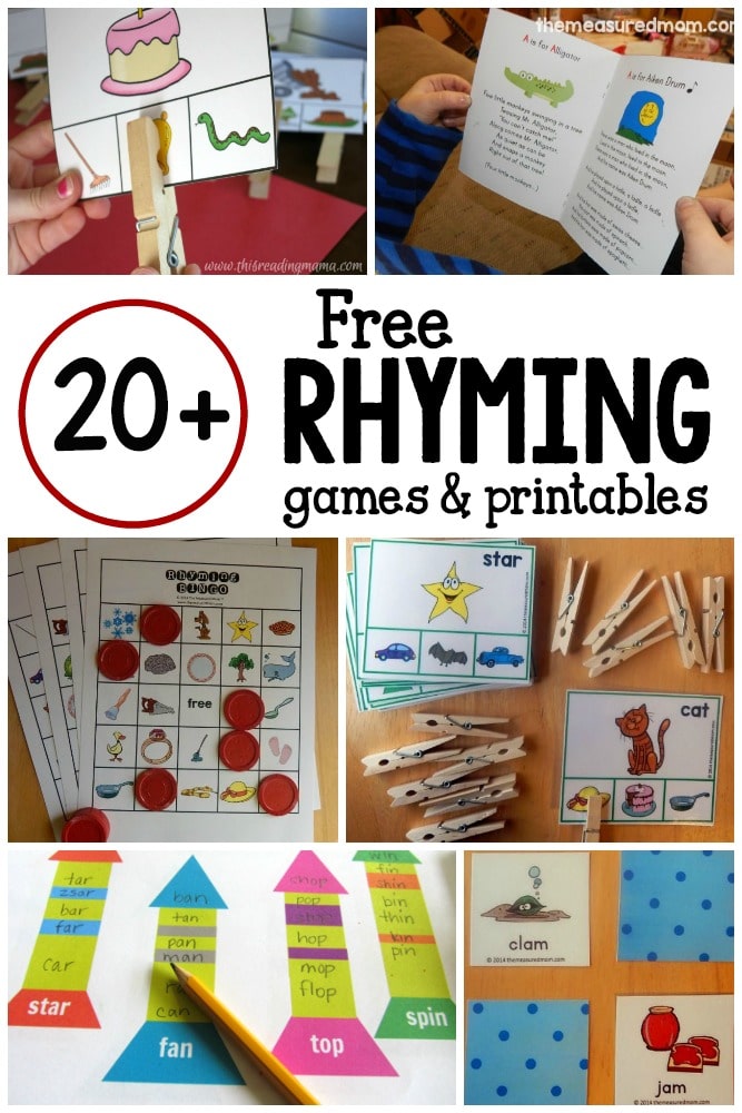 Love this big collection of rhyming games and free rhyming activities! 