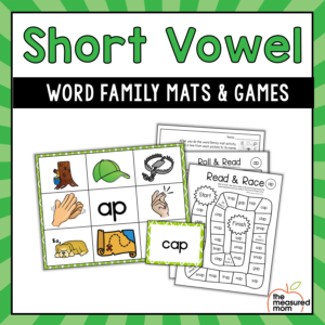 Short Vowel Word Family Mats & Games