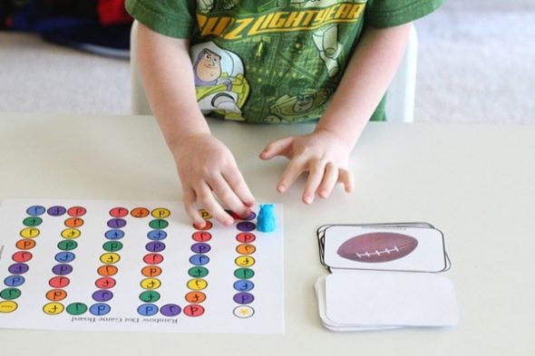 This free letters and sounds game is awesome. Choose the letters and sounds you want to practice, print the cards, and label the game board. Love that you can differentiate! 