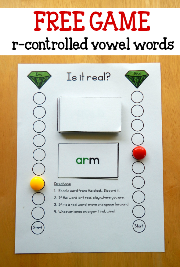 Trying to help your students master those tricky r controlled vowels? Try this quick reading activity! Print the cards you'd like and read each word. If it's a real word, move closer to the gem. 