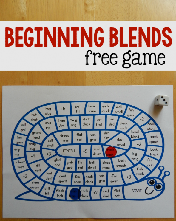 Print this free beginning blends game for kindergarten or first grade! 