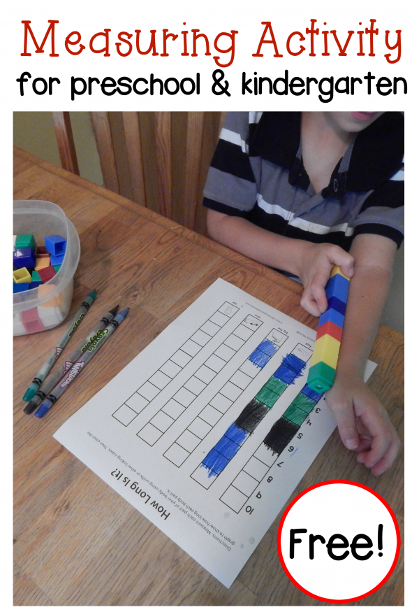 Free measuring activity for preschool and kindergarten
