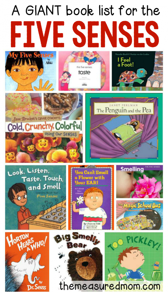 If you're teaching about the five senses to preschool and kindergarten, you need this giant book list of recommended reads! 