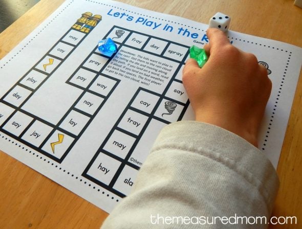 Simple follow the path game for teaching ai words and ay words