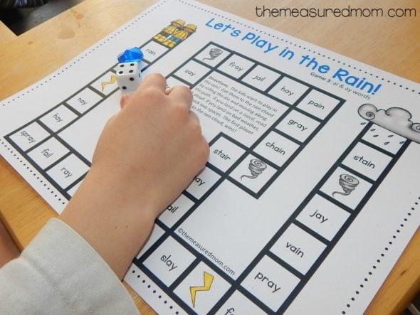 Simple follow the path game for teaching ai words and ay words