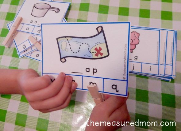 These missing letter cards are a great way for kids to hear and identify sounds in words! 