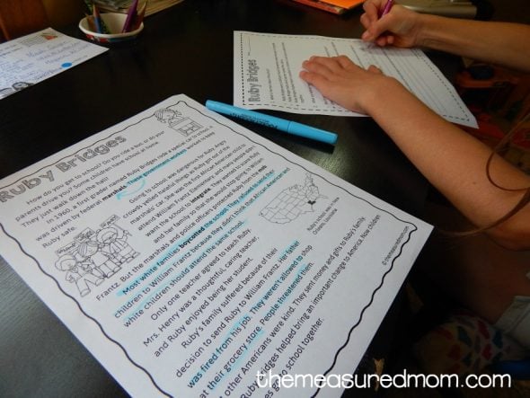 Ruby Bridges comprehension passage 4