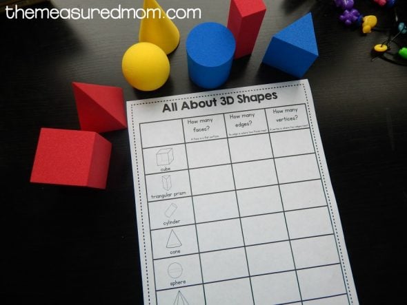 Download these free 3D shape worksheets!