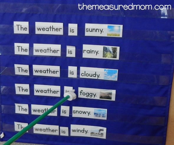 Grab this free weather activity for your young learners. Making pocket chart sentences is so much fun! 
