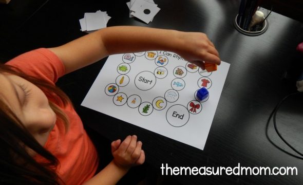 Child playing rhyming game