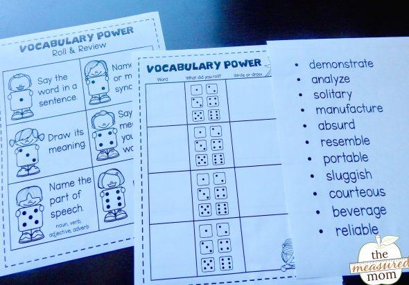 This game-like activity is perfect for vocabulary review in third, fourth, and fifth grade!