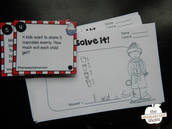 Grab a free set of 18 equal sharing math task cards - in three different levels!