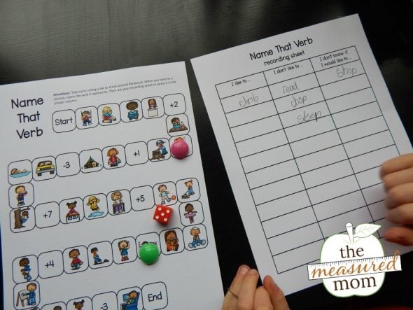 This simple verb game is perfect for introducing action verbs!